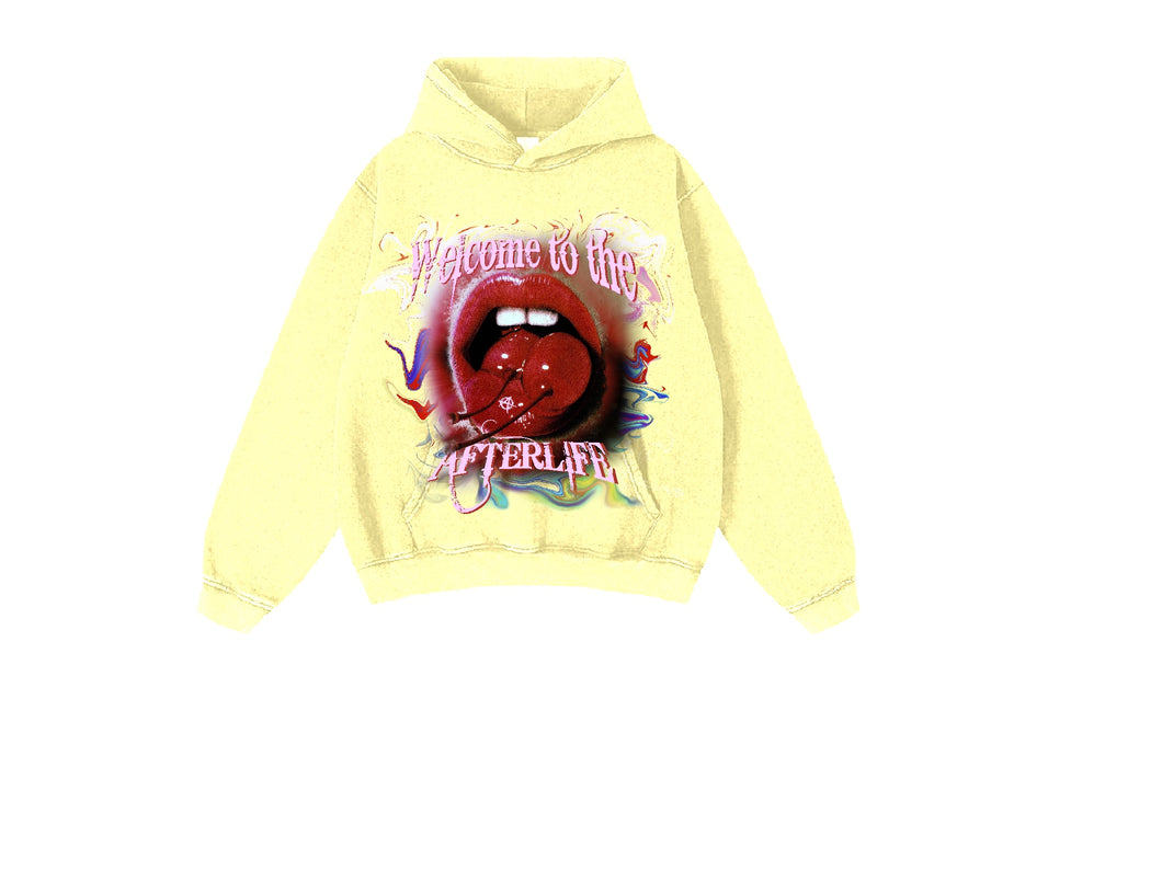 “Welcome to the Afterlife” Off white yellow hoodie