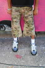 Load image into Gallery viewer, SPIKED CAPRI CAMO SHORTS
